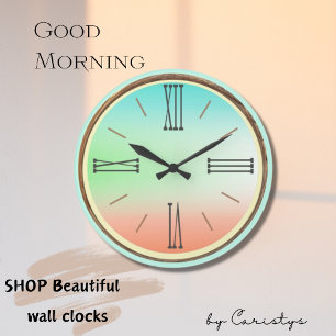 Ombre Aqua, Green, Coral Grote Klok