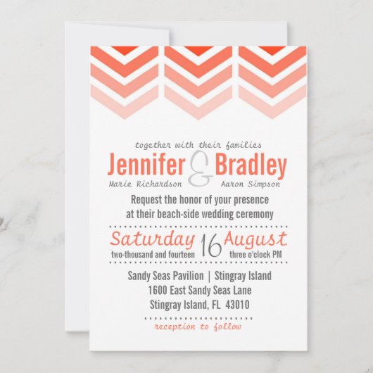 Ombre Arrows Modern Chevron Faire-part de mariage (Devant)