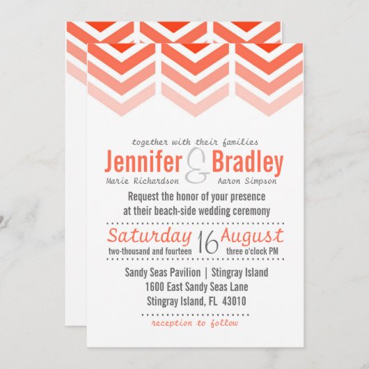 Ombre Arrows Modern Chevron Faire-part de mariage (Devant / Derrière)