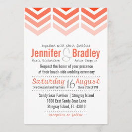 Ombre Arrows Modern Chevron Wedding Invitation Kaart