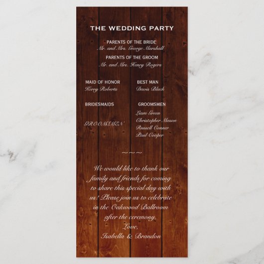 Ombre Barn Board Twinkle Lights Trouwprogramma Programma (Achterkant)