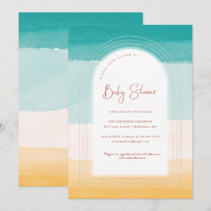 Ombre Beach Sun & Sand Regenboog Baby Shower Kaart