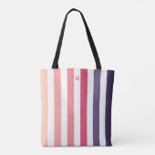 Ombre Beach Sunset Stripe & Personalized Monogram Draagtas (Achterkant)