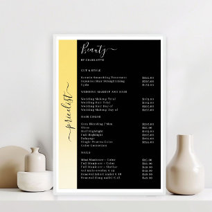 Ombre, Beige, Geel & Zwarte Prijslijst Salon  Poster