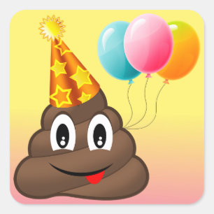 Ombre Birthday Party Poop Emoji Stickers