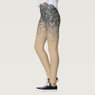 Ombre Black Grey Flesh tone Fading Leggings