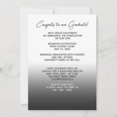Ombre Black Grey White Minimalist Afstuderen Aankondiging (Achterkant)