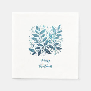 Ombre Blau Filigree Blad Patroon Servet