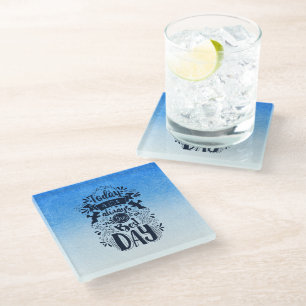 Ombre Blauw en wit Duik in dromerige tinten Glazen Onderzetter