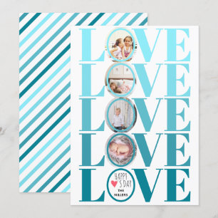 Ombre blauw LOVE foto Valentijnsdag Feestdagenkaart