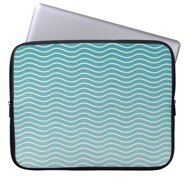 Ombre Blauwe golven Laptop Sleeve (Voorkant)