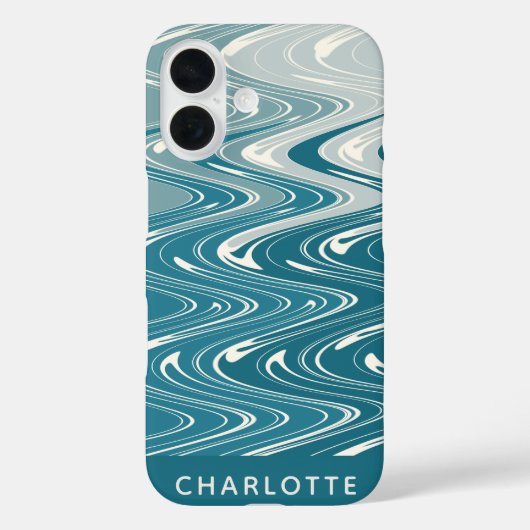 Ombre Blauwgroen Blauwe Abstracte Golven Gepersona Case-Mate iPhone Case (Achterkant)