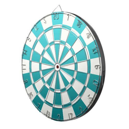 Ombre Blauwgroen en wit Dartbord (Voorkant Rechts)