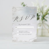 Ombre Bleu Poussiéreux Argenté Mariage RSVP Répons (Debout devant)