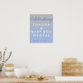 Ombre Blue and Silver Baby Shower Welcome Poster (Cuisine)
