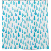 Ombre Blue Falling Raindrops Douchegordijn (Voorkant)