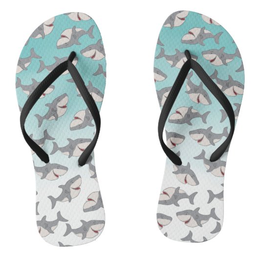 Ombre Blue Shark Pattern Beach Thames Teenslippers (Voetbed)