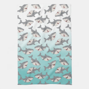 Ombre Blue Shark Pattern Cleaning Cloth Kitchen Theedoek