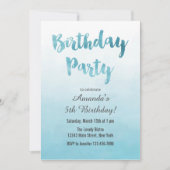 Ombre Blue Waterverf Verjaardagsuitnodiging Kaart (Voorkant)