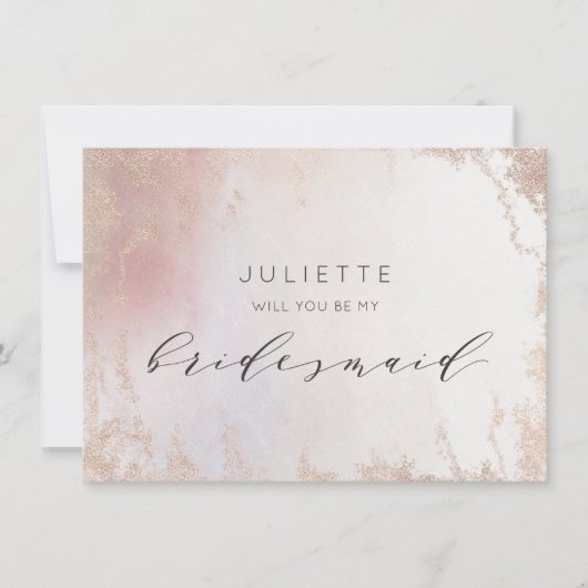 Ombre Blush Pink Frosted Bridesmaid-voorstel Kaart (Voorkant)