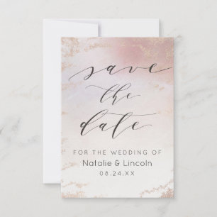 Ombre Blush Pink Frosted Folie Waterverf Wedding Save The Date