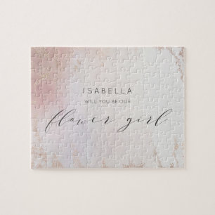 Ombre Blush Roze Frosted Folie Bloemenmeisje Voors Legpuzzel