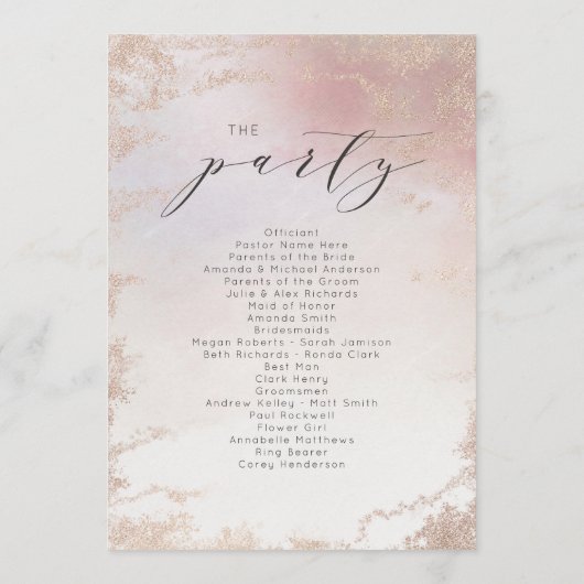 Ombre Blush Roze Frosted Folie Trouwceremonie Programma (Achterkant)