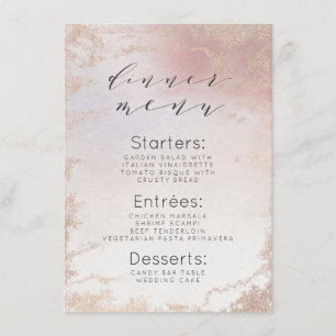 Ombre Blush Roze Frosted Folie Waterverf Diner Menu