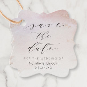 Ombre Blush Roze Frosted Roos Gold Save the Date Bedankjes Labels