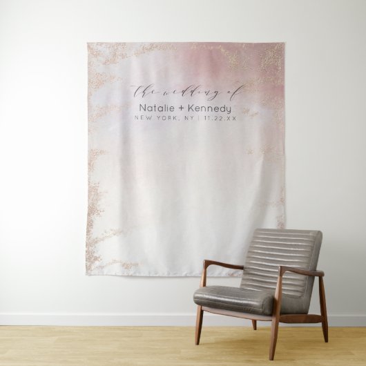 Ombre Blush Roze Geglazuurde Folie Fotocabine Acht Wandkleed (In situ)