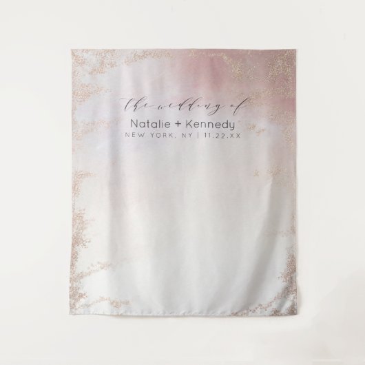 Ombre Blush Roze Geglazuurde Folie Fotocabine Acht Wandkleed (Voorkant)