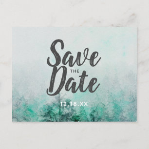 Ombre Bos Waterverf Pijnbomen Save the Date Aankondigingskaart