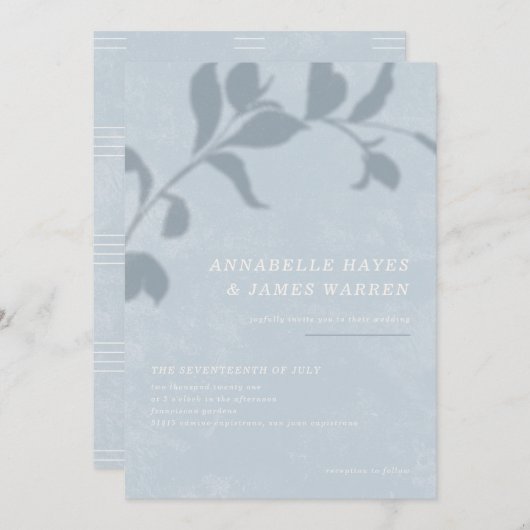 Ombre botanique Faire-part de mariage - Bleu (Devant / Derrière)