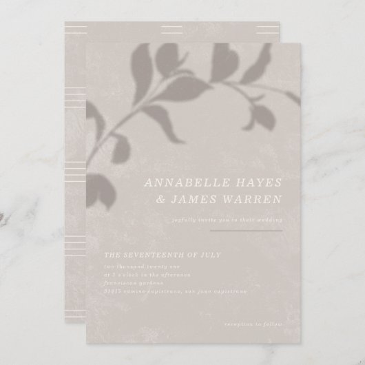 Ombre botanique Faire-part de mariage - gris (Devant / Derrière)