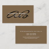 Ombre brute Brown Monogramme moderne Carte de visi (Devant / Derrière)