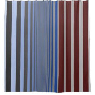 Ombre Burgundy en Blue Vertical Stripes Douchegordijn