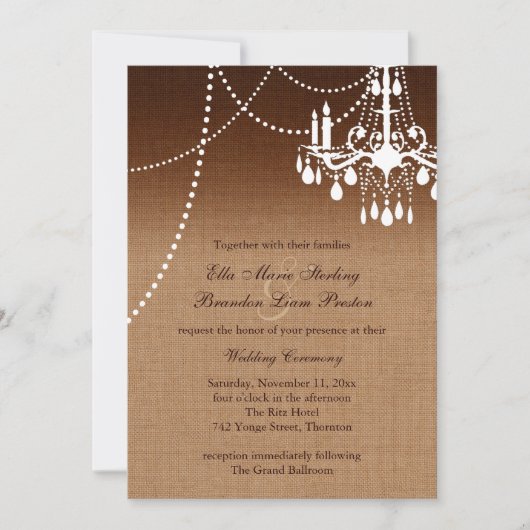Ombre Chandelier Wedding Invitation Kaart (Voorkant)