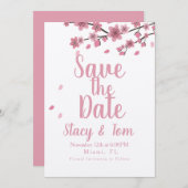 Ombre Cherry Blossom Tree Roze sparen de datum Kaart (Voorkant / Achterkant)