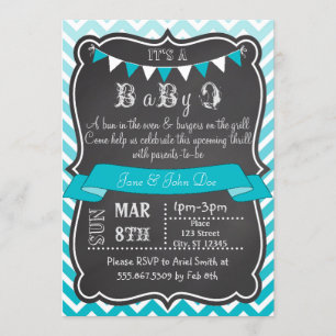 Ombre Chevron Chalkboard BabyQ Kaart