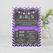 Ombre Chevron Chalkboard BabyQ Paars Kaart (Staand voorkant)
