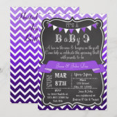 Ombre Chevron Chalkboard BabyQ Paars Kaart (Voorkant / Achterkant)