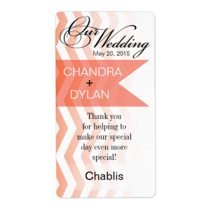 Ombre Chevron Style ! corail Vins Étiquette