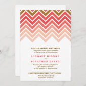 Ombre Chevron Wedding Uitnodiging (Voorkant / Achterkant)