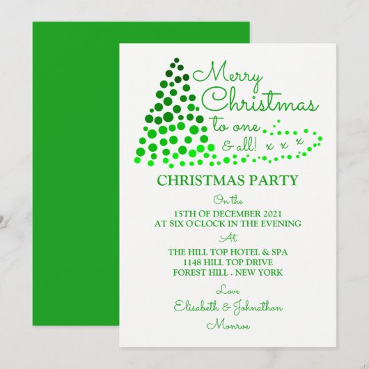 Ombré Christmas Tree, Noël Party Invitation (Devant / Derrière)