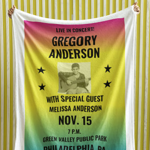 Ombre Concert Poster met Foto Custom Fleece Deken