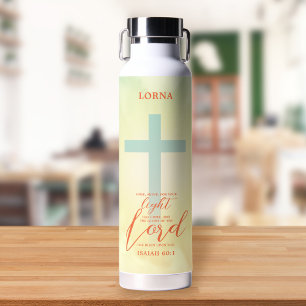 Ombre Cross Bijbelvers gepersonaliseerd Waterfles