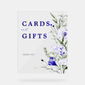 Ombre De Royal Blue Floral Cartes De Mariage Et Ca (Recto)