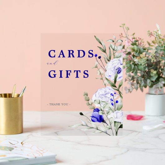 Ombre De Royal Blue Floral Cartes De Mariage Et Ca (Mariage)