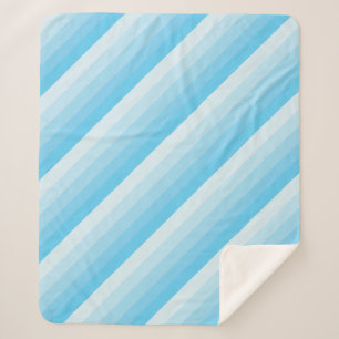 Ombre diagonale strepen in blauwe tonnen turquoise sherpa deken