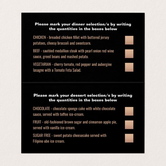 Ombré d'or, sélection de menu moderne (Intérieur déplié)